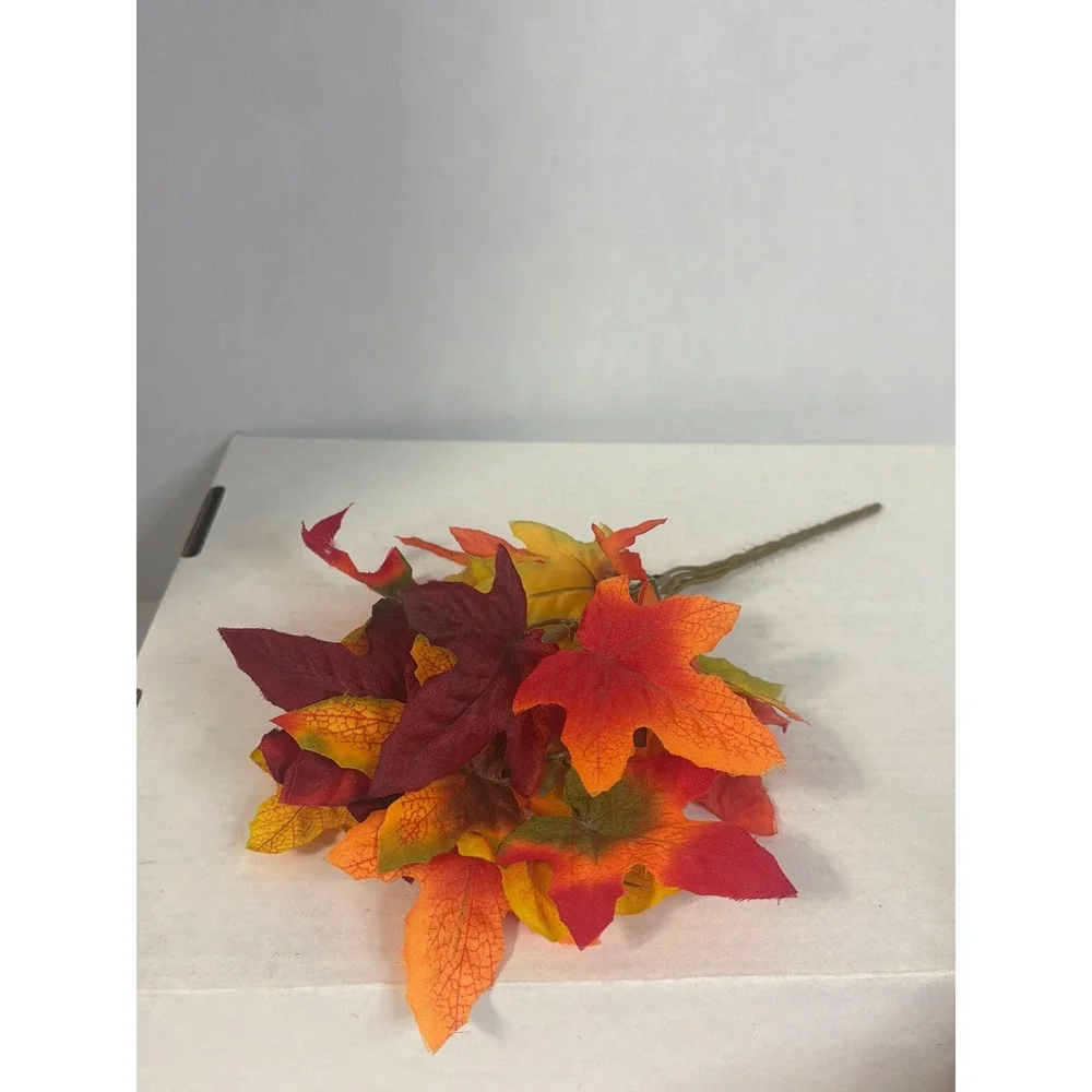 Artificial Fall Floral Stems Bundle Orange Yellow Red Sunflowers Maple Leaves